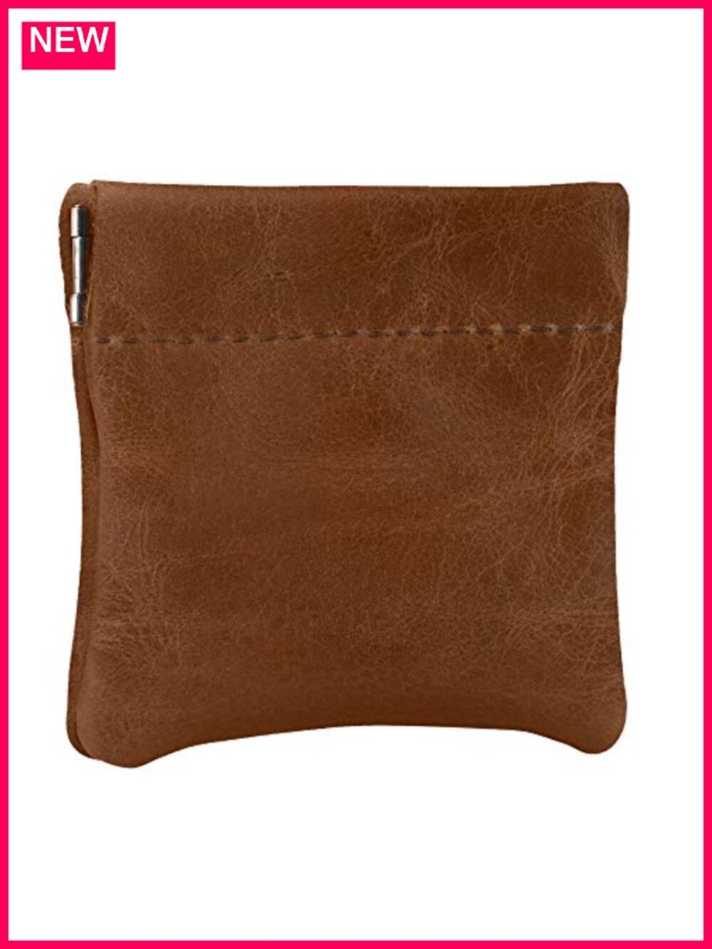 Genuine Leather Squeeze Coin Purse Snap Closure USA Made